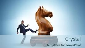  Presentation with trojan - PPT theme enhanced with businessman-and-trojan-horse background and a sky blue colored foreground