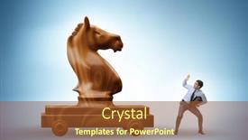  Presentation with trojan horse - PPT theme consisting of businessman-and-trojan-horse background and a tawny brown colored foreground