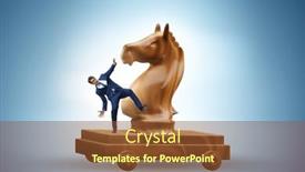  Presentation with trojan horse - Slide set with businessman-and-trojan-horse background and a tawny brown colored foreground