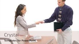  Presentation with meeting - Colorful PPT layouts enhanced with businessman-and-woman-conducting backdrop and a lemonade colored foreground