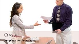  Presentation with meeting - Cool new presentation theme with businessman-and-woman-conducting backdrop and a lemonade colored foreground