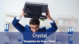  Presentation with machine - Theme enhanced with businessman angry at copying machine background and a ocean colored foreground