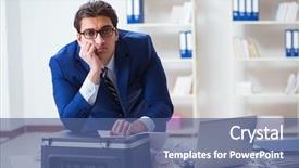  Presentation with machine electrique - Presentation theme featuring businessman angry at copying machine background and a ocean colored foreground