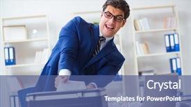  Presentation with supervised machine learning - Presentation theme with businessman angry at copying machine background and a ocean colored foreground