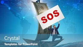  Presentation with boat - Slide set consisting of businessman-asking-for-help background and a teal colored foreground