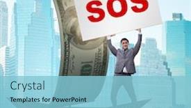  Presentation with mountain help - Presentation featuring businessman-asking-for-help background and a light blue colored foreground