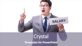  Presentation with salary - Slide deck with businessman asking for salary increase background and a violet colored foreground