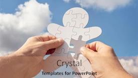  Presentation with health wellbeing - PPT theme featuring businessman-assembling-missing-jigsaw-puzzle and a coral colored foreground