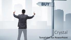  Presentation with crossroads - Cool new presentation design with businessman-at-crossroads-betweem-buying backdrop and a lemonade colored foreground
