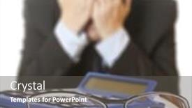  Presentation with head - Presentation having businessman-at-desk-in-suit background and a dark gray colored foreground