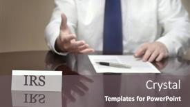  Presentation with irs - Slide deck enhanced with businessman-at-desk-with-papers background and a gray colored foreground