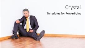  Presentation with office room - Colorful slide deck enhanced with businessman-at-the-corner backdrop and a pink colored foreground