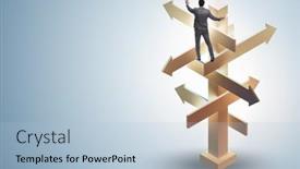  Presentation with crossroads - Beautiful PPT theme featuring businessman-at-the-crossroads-choosing backdrop and a light blue colored foreground