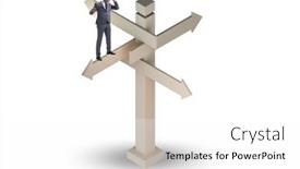  Presentation with crossroads - Colorful presentation design enhanced with businessman-at-the-crossroads-choosing backdrop and a white colored foreground