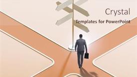  Presentation with crossroads - Cool new PPT theme with businessman-at-the-crossroads-choosing backdrop and a lemonade colored foreground