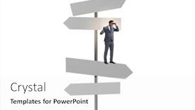 Presentation with crossroads - Slide set having businessman-at-the-crossroads-choosing background and a white colored foreground