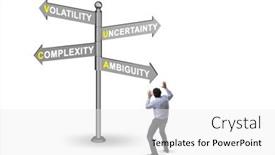  Presentation with crossroads - Slide deck having businessman-at-the-crossroads background and a white colored foreground