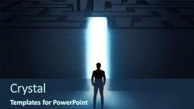  Presentation with maze - Presentation design featuring businessman-at-the-entrance background and a ocean colored foreground