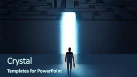  Presentation with maze - PPT theme having guiding light - businessman at the entrance background and a ocean colored foreground
