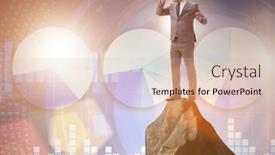  Presentation with mountain top - Presentation theme featuring businessman-at-the-top background and a lemonade colored foreground