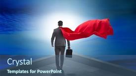  Presentation with mountain top - PPT theme featuring businessman-at-the-top background and a ocean colored foreground