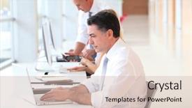  Presentation with course - Amazing PPT theme having businessman attending training course backdrop and a  colored foreground