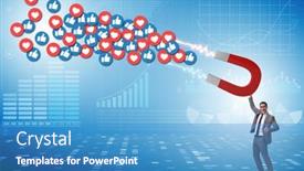  Presentation with magnet - Slides featuring businessman-attracting-likes background and a teal colored foreground