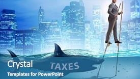  Presentation with taxes - Colorful presentation enhanced with businessman avoiding paying high taxes backdrop and a teal colored foreground