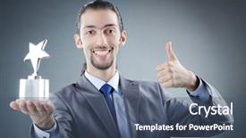  Presentation with star award - PPT layouts consisting of businessman awarded with star award background and a ocean colored foreground