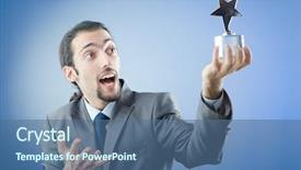  Presentation with star award - Amazing theme having businessman awarded with star award backdrop and a ocean colored foreground