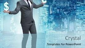  Presentation with euro - Amazing presentation theme having businessman-balancing-between-choosing-dollar backdrop and a light blue colored foreground
