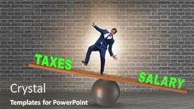  Presentation with taxes - Slide set featuring businessman balancing between taxes and salary background and a gray colored foreground