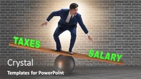  Presentation with taxes - Slides consisting of businessman-balancing-between-taxes background and a dark gray colored foreground