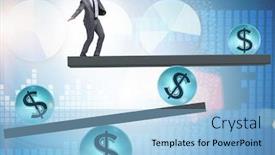  Presentation with dollar - Audience pleasing slide deck consisting of businessman-balancing-in-financial-dollar backdrop and a light blue colored foreground