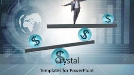  Presentation with dollar - Theme with businessman balancing in financial dollar background and a light blue colored foreground