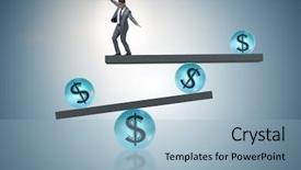  Presentation with financial - Colorful PPT layouts enhanced with businessman balancing in financial dollar backdrop and a light blue colored foreground