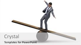  Presentation with seesaw - PPT theme having businessman-balancing-on-seesaw background and a light gray colored foreground