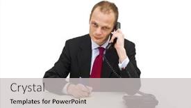  Presentation with taking notes - Amazing slide set having businessman-behind-a-desk-taking backdrop and a light gray colored foreground