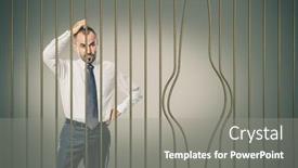  Presentation with frp bars - PPT theme having businessman-behind-bars background and a gray colored foreground