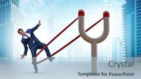  Presentation with career - PPT theme enhanced with businessman-being-launched-from-slingshot background and a lemonade colored foreground