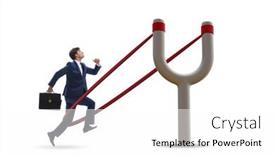  Presentation with career - Theme featuring businessman-being-launched-from-slingshot background and a white colored foreground