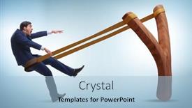  Presentation with career - Slides enhanced with businessman-being-launched-from-slingshot background and a light blue colored foreground