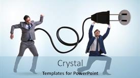  Presentation with power - Slide deck featuring businessman-being-powered-by-electric background and a light blue colored foreground