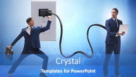  Presentation with electricity - PPT layouts with businessman-being-powered-by-electricity background and a teal colored foreground