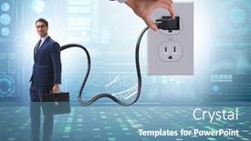  Presentation with electricity - Presentation theme enhanced with businessman-being-powered-by-electricity background and a teal colored foreground