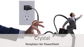  Presentation with electricity - Slide set enhanced with businessman-being-powered-by-electricity background and a light gray colored foreground