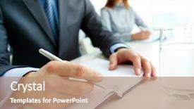  Presentation with take - PPT theme having businessman being ready to take background and a coral colored foreground