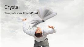  Presentation with book - Presentation theme with matrix movie - businessman bent over and evading background and a light gray colored foreground