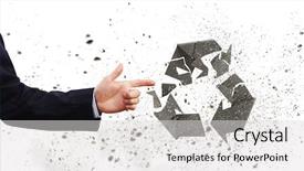  Presentation with recycle - Presentation consisting of businessman breaking recycle stone symbol with finger background and a light gray colored foreground