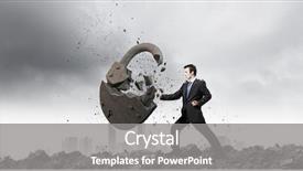  Presentation with breaking through - Cool new slide deck with businessman breaking stone lock backdrop and a gray colored foreground